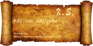 Kátai Sándor névjegykártya